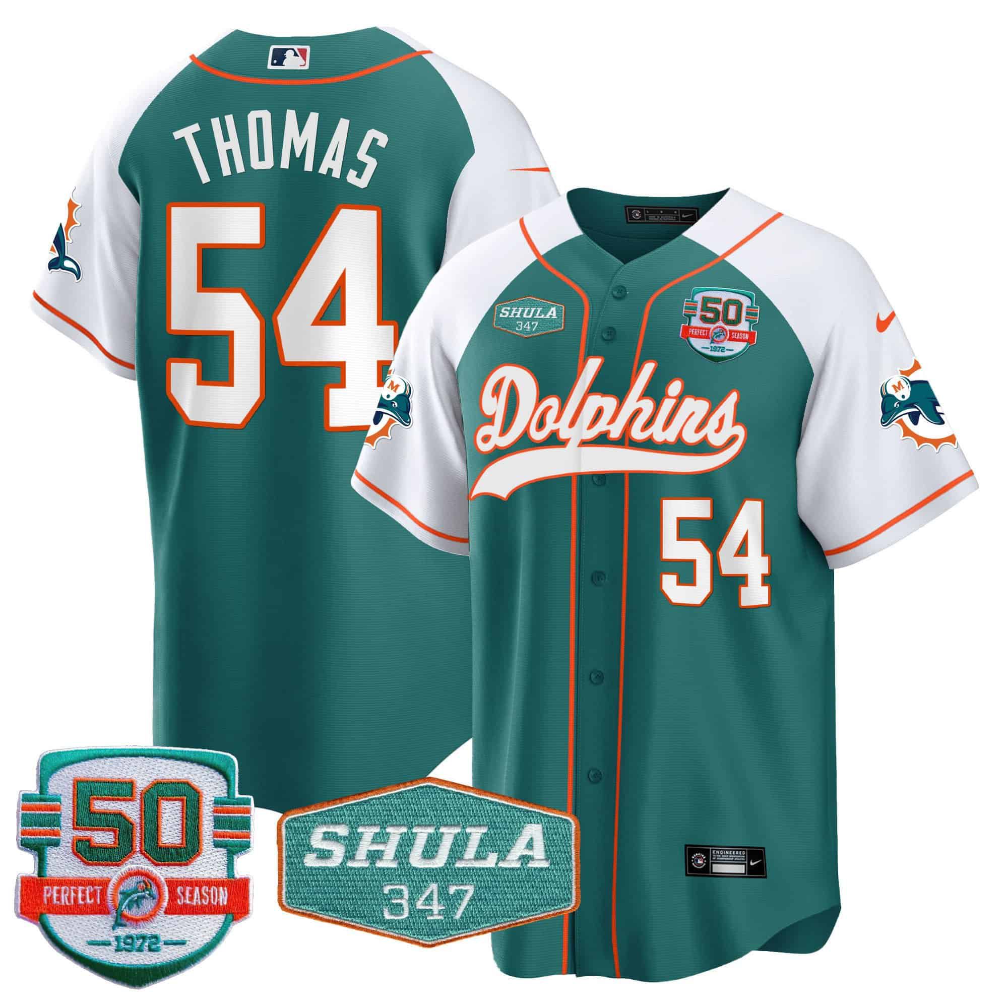 Men Miami Dolphins #54 Thomas Green 2024 Nike 50th Don Shula Memorial Patch Baseball NFL Jersey->indianapolis colts->NFL Jersey